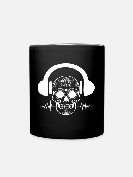 Écouteurs de musique crâne - Mug uni - noir