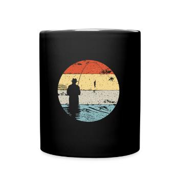 Fly fishing for salmon, brown trout, sea trout - Full Colour Mug - black - Front