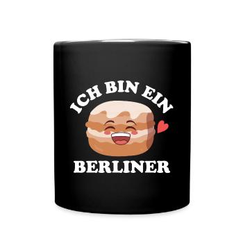 Ich bin ein Berliner Krapfen Doughnut - Tasse einfarbig - Schwarz - Vorne