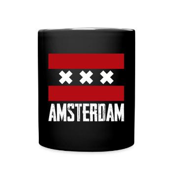 Amsterdam X Striped Emblem - Full Colour Mug - black - Front