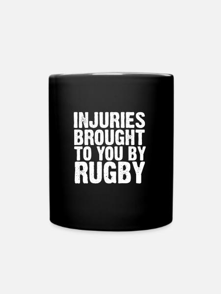 Injuries Brought To You By Rugby - Full Colour Mug - black