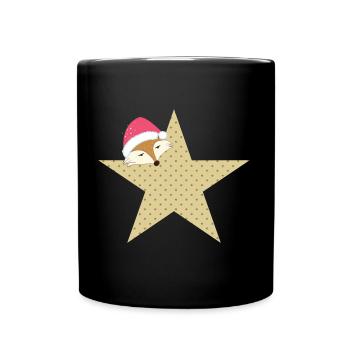 Fuchs Stern Weihnachtszeit - Geschenkidee - - Tasse einfarbig - Schwarz - Vorne