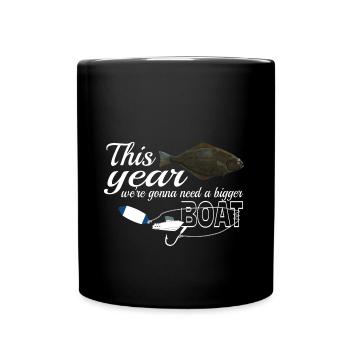 Halibut anglers in Norway/Iceland bigger boat - Full Colour Mug - black - Front