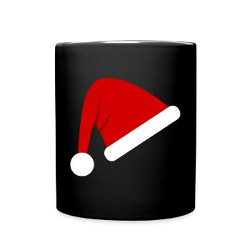 Nikolaus Weihnachtsmütze - Tasse einfarbig - Schwarz - Vorne