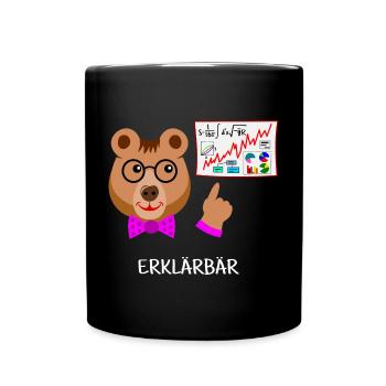 Explainer bear, teacher funny bear intelligent, smart - Full Colour Mug - black - Front