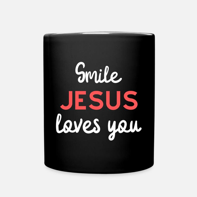 Jésus t’aime sourire Faute de frappe - Mug uni - noir