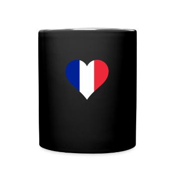 Frankreich französisch Flagge Fahne Herz - Tasse einfarbig - Schwarz - Vorne