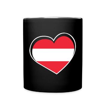 Österreich Flaggenherz - Tasse einfarbig - Schwarz - Vorne