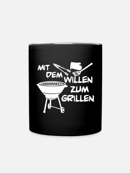 Grillkönig,Grillen,Mit dem Willen zum Grillen(25) - Tasse einfarbig - Schwarz