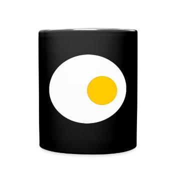 oeuf au plat, oeuf, oeufs, t-shirt, tablier costume - Mug uni - noir - Devant