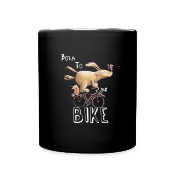 Born to bike i dog on bike cartoon - Full Colour Mug - black - Front