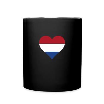 Pays-bas Hollande drapeau néerlandais drapeau coeur - Mug uni - noir - Devant