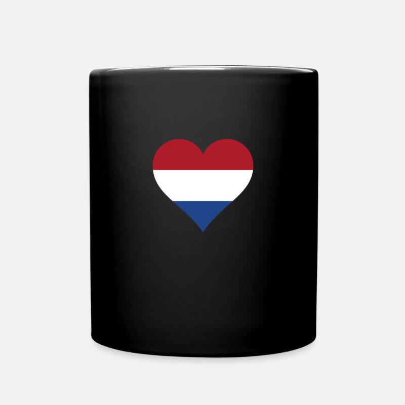 Netherlands Holland Dutch flag flag heart - Full Colour Mug - black