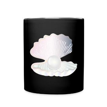iridescent open shell with large pearl - Full Colour Mug - black - Front