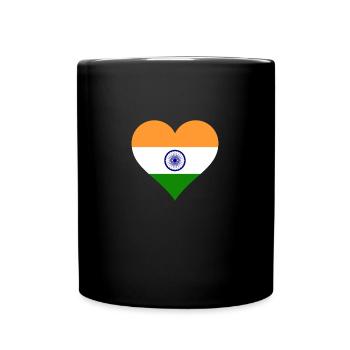 Indien indisch Fahne Flagge Herz - Tasse einfarbig - Schwarz - Vorne