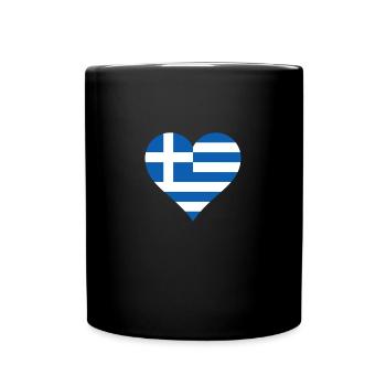Griechenland griechisch Flagge Fahne Herz - Tasse einfarbig - Schwarz - Vorne