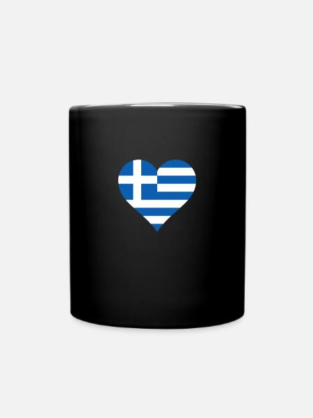 Grèce drapeau grec drapeau coeur - Mug uni - noir