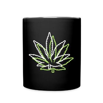 kush weed cannabis leaf symbol hemp - Full Colour Mug - black - Front