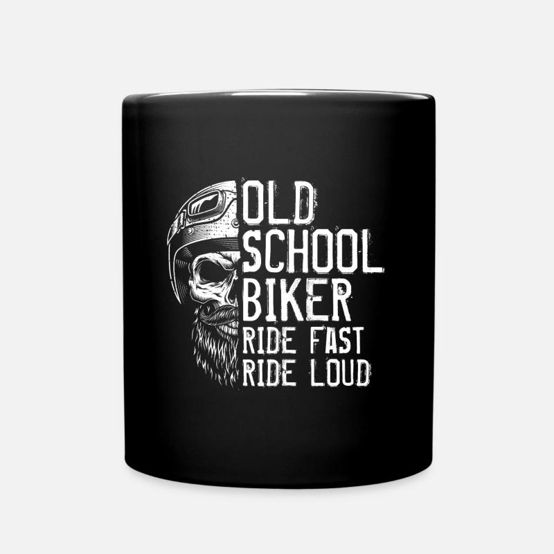 Old School Biker Ride Vélo de moto rapide et bruyant - Mug uni - noir
