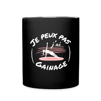 Je peux pas j'ai gainage (femme sur tapis de gym) - Mug uni - noir - Devant