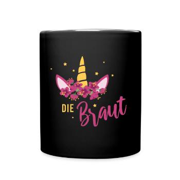 Einhorn Braut JGA Hochzeit Team Gruppenshirt 1 - Tasse einfarbig - Schwarz - Vorne
