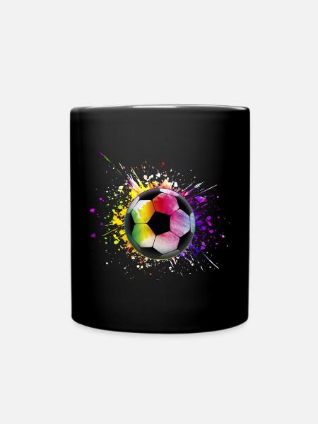 Bunter Fußball Regenbogenfarben - Tasse einfarbig - Schwarz