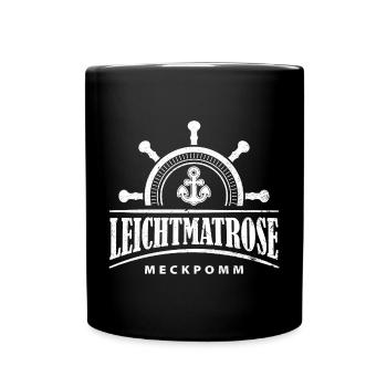 Leichtmatrose Meckpomm mit Anker und Steuerrad - Tasse einfarbig - Schwarz - Vorne