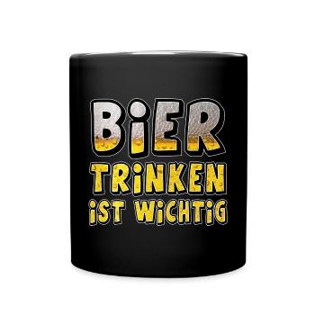 Biertrinken Ist Wichtig Cartoon-Stil - Tasse einfarbig - Schwarz - Vorne