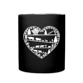 Herz mit Alpaufzug weiss - Tasse einfarbig - Schwarz - Vorne