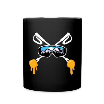 Ski- und Savoyer Fondue Mountain Skier Geschenk - Tasse einfarbig - Schwarz - Vorne