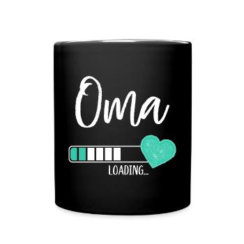 Oma Loading Herz Enkel Junge Werdende Großmutter - Tasse einfarbig - Schwarz - Vorne