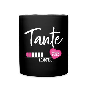Tante Loading 2023 Herz Nichte Mädchen - Tasse einfarbig - Schwarz - Vorne