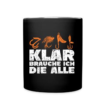 Angler Anglerin lustiger Spruch - Tasse einfarbig - Schwarz - Vorne