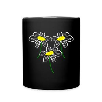 Blume weiß weiße Blume Blumen weiß weiße Blumen - Tasse einfarbig - Schwarz - Vorne