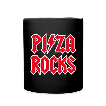 Funny pizza Rocks Rock Music Pizzeria Metal lover - Full Colour Mug - black - Front