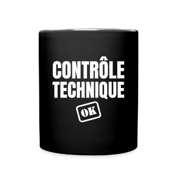 contrôle technique ok, phrase drôle - Mug uni - noir - Devant
