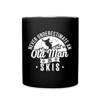 Alter Mann Skier Skifahren Skiurlaub Lustige Ski - Tasse einfarbig - Schwarz - Vorne