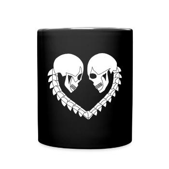 Heart of white skulls - Full Colour Mug - black - Front