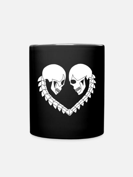 Coeur de crânes blanc - Mug uni - noir