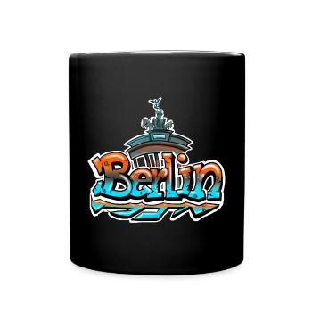 Berlin Graffiti Schriftzug - Tasse einfarbig - Schwarz - Vorne