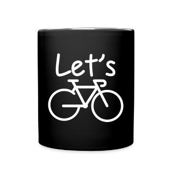 Lets Ride Line Art Bicycle - Full Colour Mug - black - Front