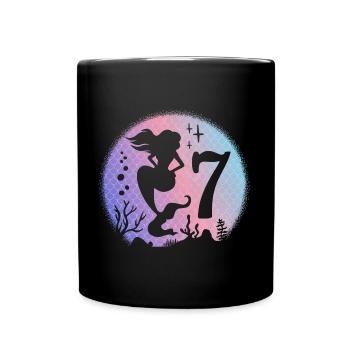 Birthday Girl 7 years old Mermaid Mermaid Nixe - Full Colour Mug - black - Front