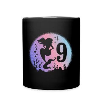 Anniversaire Fille 9 ans Sirène Sirène Sirène - Mug uni - noir - Devant