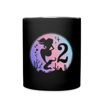 Fille d’anniversaire 2 ans Sirène Sirène Sirène Sirène - Mug uni - noir - Devant