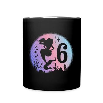Anniversaire Fille 6 ans Sirène Sirène Nixe - Mug uni - noir - Devant