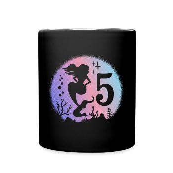Birthday Girl 5 years old Mermaid Mermaid Mermaid - Full Colour Mug - black - Front
