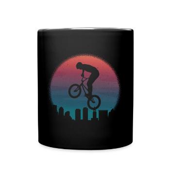 BMX Fahrrad Retro Motiv Freestyle BMX Kinder Junge - Tasse einfarbig - Schwarz - Vorne