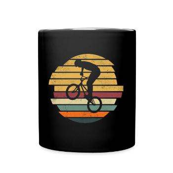 BMX Fahrer Retro Motiv Freestyle BMX Fahrrad - Tasse einfarbig - Schwarz - Vorne