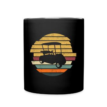 Golf Cart Golfspieler Golfer Golfen Retro - Tasse einfarbig - Schwarz - Vorne