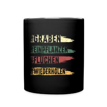 Landschaftsgärtner Gärtner fluchen Graben Spruch - Tasse einfarbig - Schwarz - Vorne
